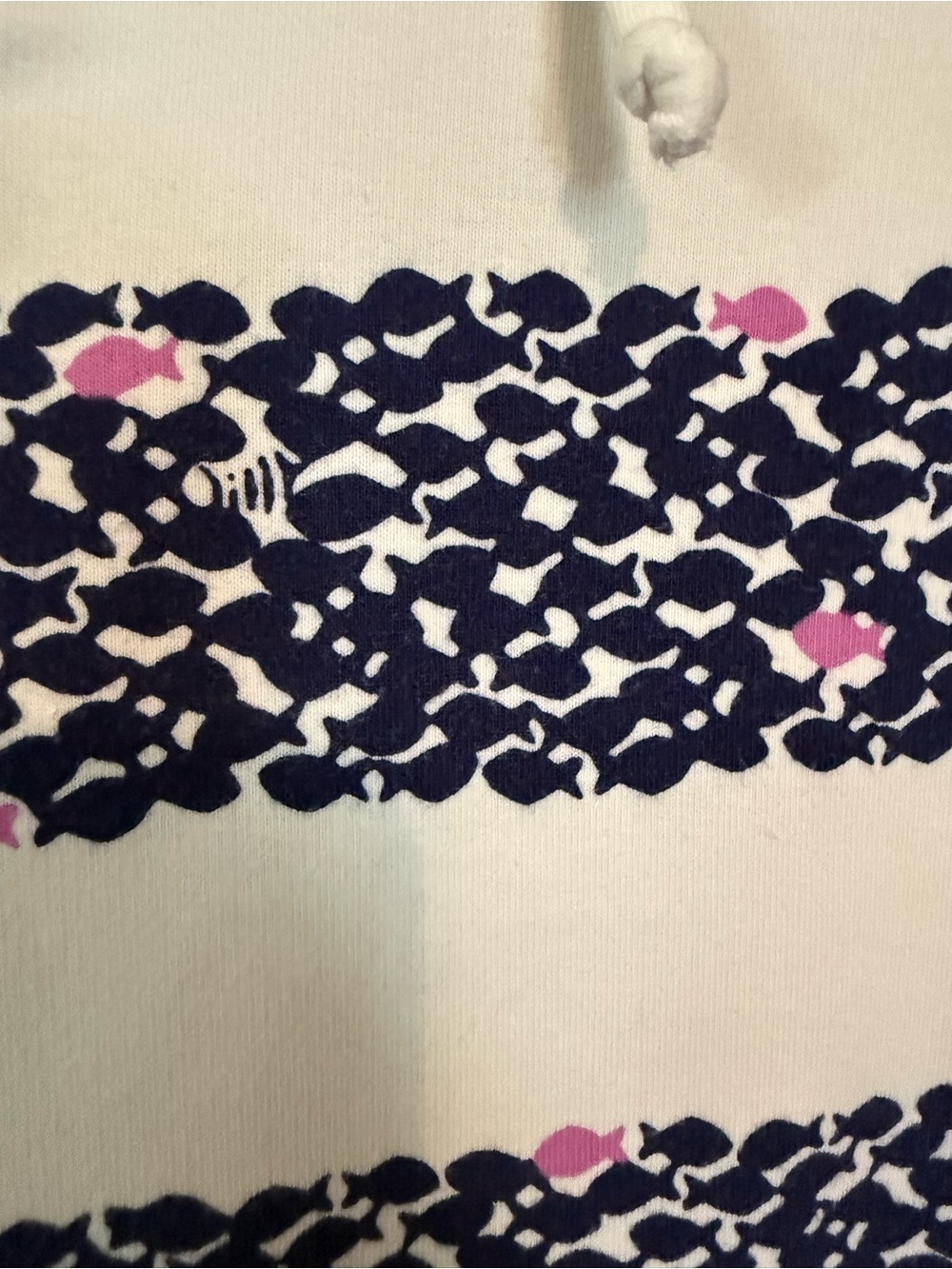 Lilly Pulitzer White Hooded Pullover with Navy Stripes and Pink Accents - Picture 3 of 9
